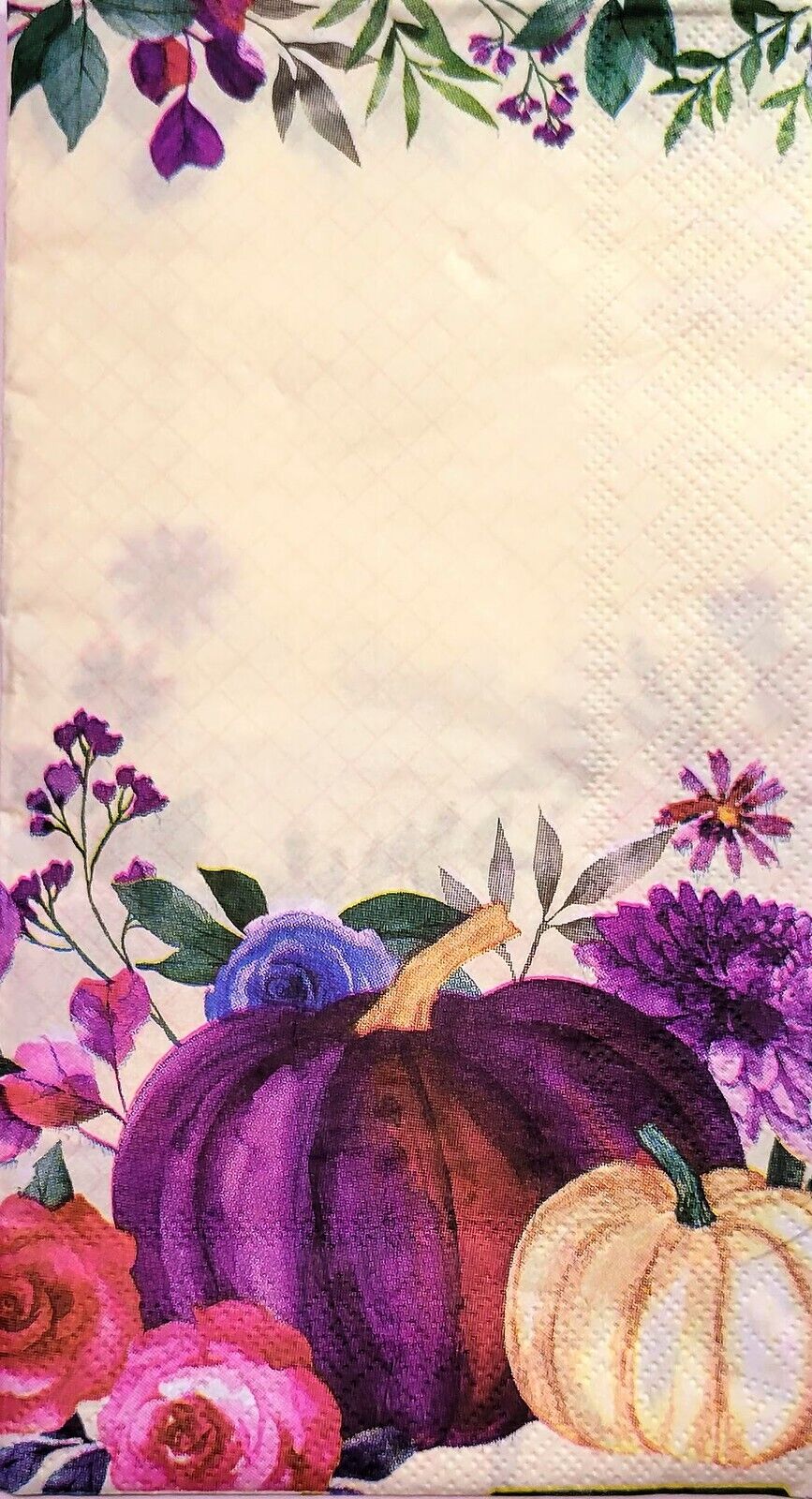 TWO Individual Paper Guest Decoupage Napkins - 2236 Blooming Regal Pumpkins