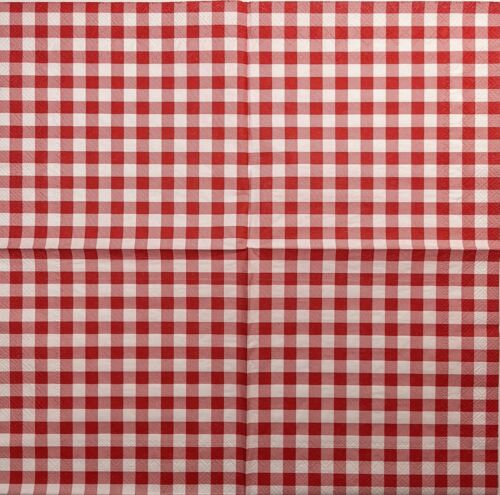 TWO Individual Paper Lunch Decoupage Napkins - Red Summer Plaid Taverna 1336