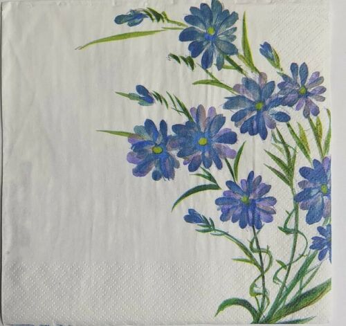 TWO Individual Paper Lunch Decoupage Napkins - Blue Floral 1069