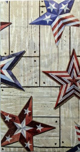 TWO Individual Paper Guest Decoupage Napkins - Patriotic Barn Star 1315