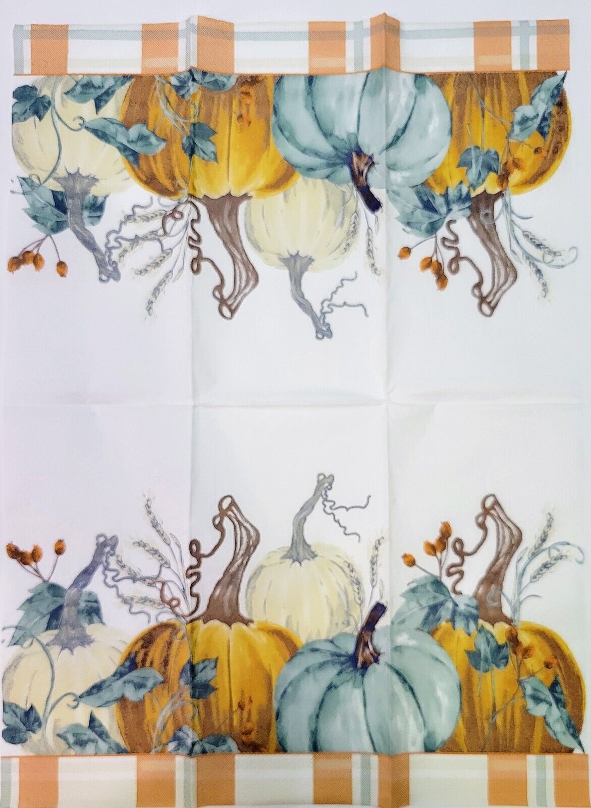 TWO Individual Paper Guest Decoupage Napkins - 2197 Tri-Colored Fall Pumpkins