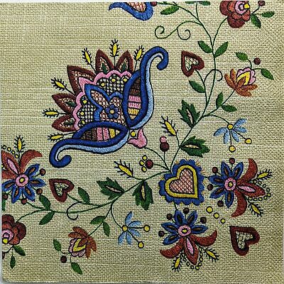 TWO Individual Paper Lunch Decoupage Napkins - 1361 Kashubian Folk Art