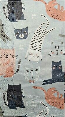 TWO Individual Paper Guest Decoupage Napkins - 1834 What's New Kitty Cat