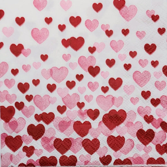 TWO Individual Paper Cocktail Decoupage Napkins - 2287 Floating Hearts