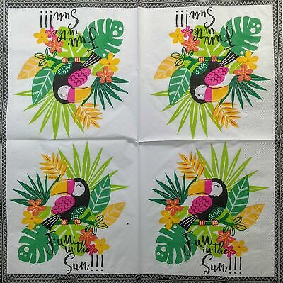 TWO Individual Paper Lunch Decoupage Napkins - 1384 Toucan Fun in the Sun!!!