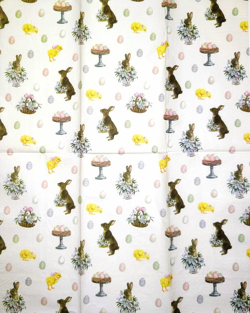 TWO Individual Paper Guest Decoupage Napkins - 2358 Easter Bunnies Chicks & Eggs