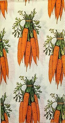 TWO Individual Paper Guest Decoupage Napkins - 1934 Carrot Bunches Easter