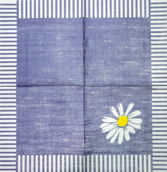 2 Individual Paper Cocktail Decoupage Napkins - 2068 Blue Jean Daisy