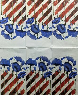 TWO Individual Paper Guest Decoupage Napkins - 1437 Patriotic Blue Flower Flag