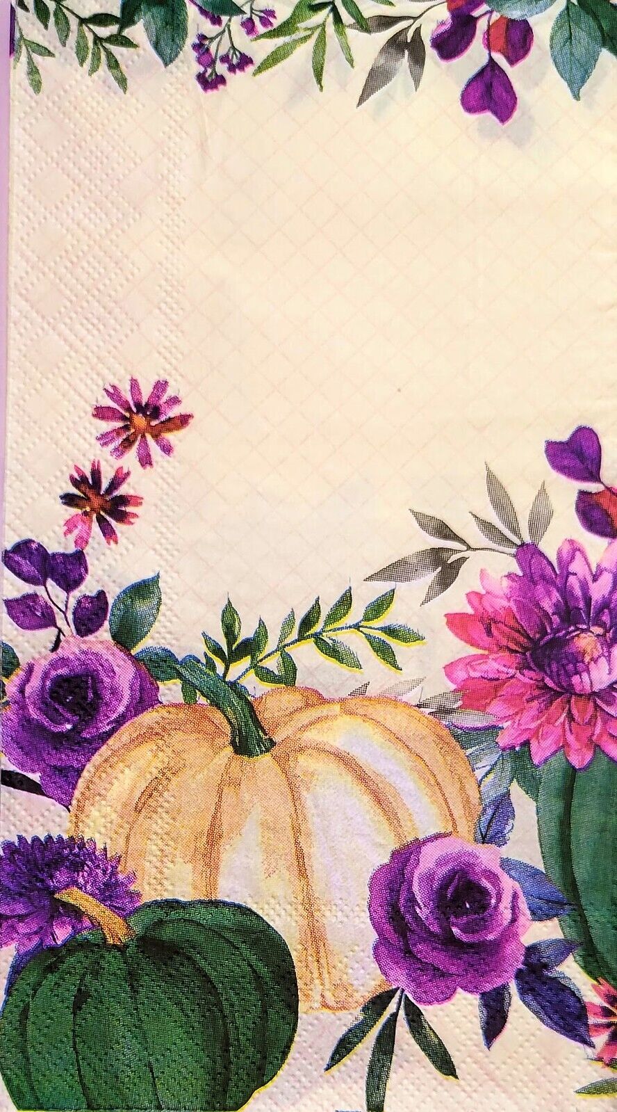 TWO Individual Paper Guest Decoupage Napkins - 2236 Blooming Regal Pumpkins