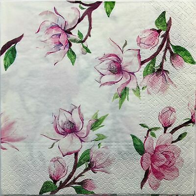 TWO Individual Paper Lunch Decoupage Napkins - 1375 Pink Blossoms