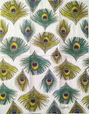 TWO Individual Paper Guest Decoupage Napkins - 1747 Peacock Feathers