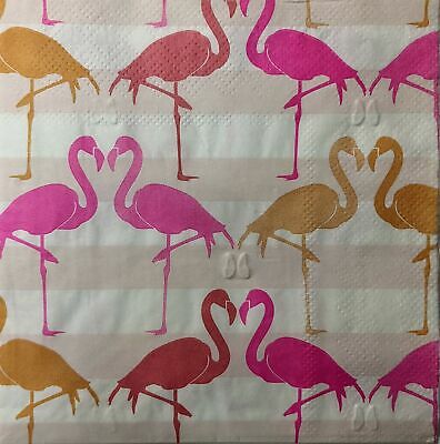 TWO Individual Paper Cocktail Decoupage Napkins - 1533 Dancing Flamingos