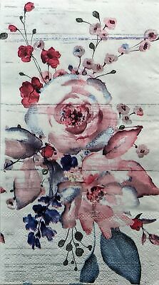 TWO Individual Paper Guest Decoupage Napkins - 1462 Patriotic Posies on Wood