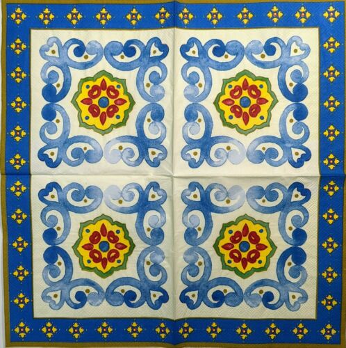 TWO Individual Paper Lunch Decoupage Napkins - Amalfi Blue Décor 1343