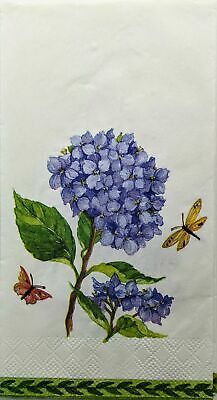 TWO Individual Paper Guest Decoupage Napkins - 1467 Hydrangea w/ Butterflies