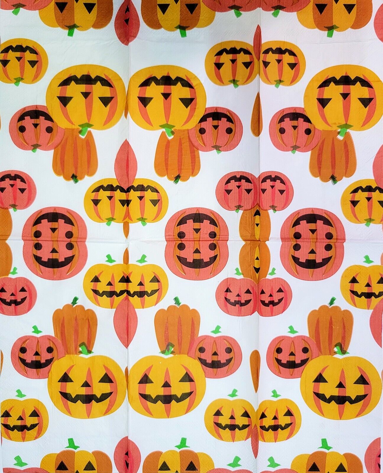 TWO Individual Paper Guest Decoupage Napkins - 2192 Playful Halloween Pumpkins