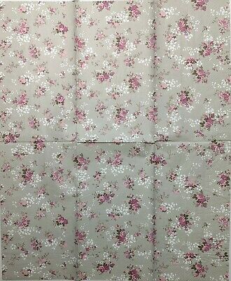 TWO Individual Paper Guest Decoupage Napkins - 1839 Little Pink Flowers on Gray