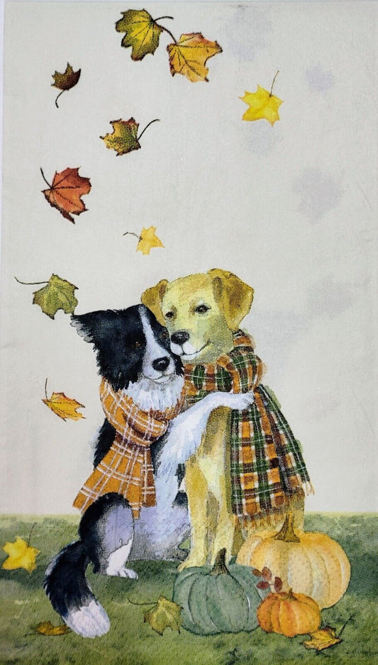 TWO Individual Paper Guest Decoupage Napkins - 2105 Fall Dog Friends