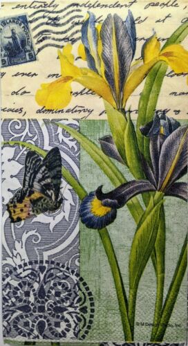 TWO Individual Paper Guest Decoupage Napkins - Scripted Iris Love 1306