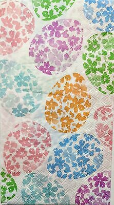 TWO Individual Paper Guest Decoupage Napkins - 1871 Floral Colored Easter Eggs