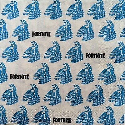 TWO Individual Paper Lunch Decoupage Napkins - 1909 Fortnite Llama Head Blue