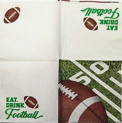 TWO Individual Paper Cocktail Decoupage Napkins - 1820 Big Game Football