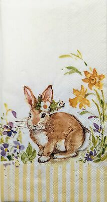 TWO Individual Paper Guest Decoupage Napkins - 1867 Lovely Bunny Flower Meadow