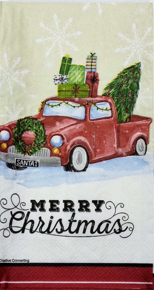 TWO Individual Paper Guest Decoupage Napkins - 2292 Cozy Holiday Truck