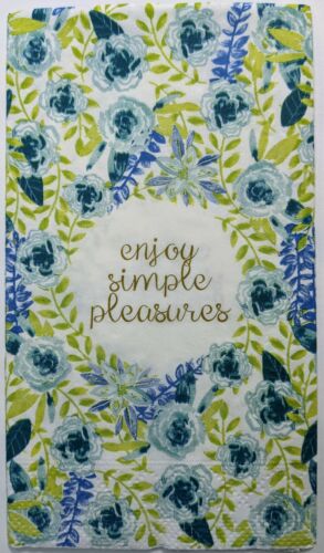 TWO Individual Paper Guest Decoupage Napkins-Enjoy Simple Pleasures Blue 1094