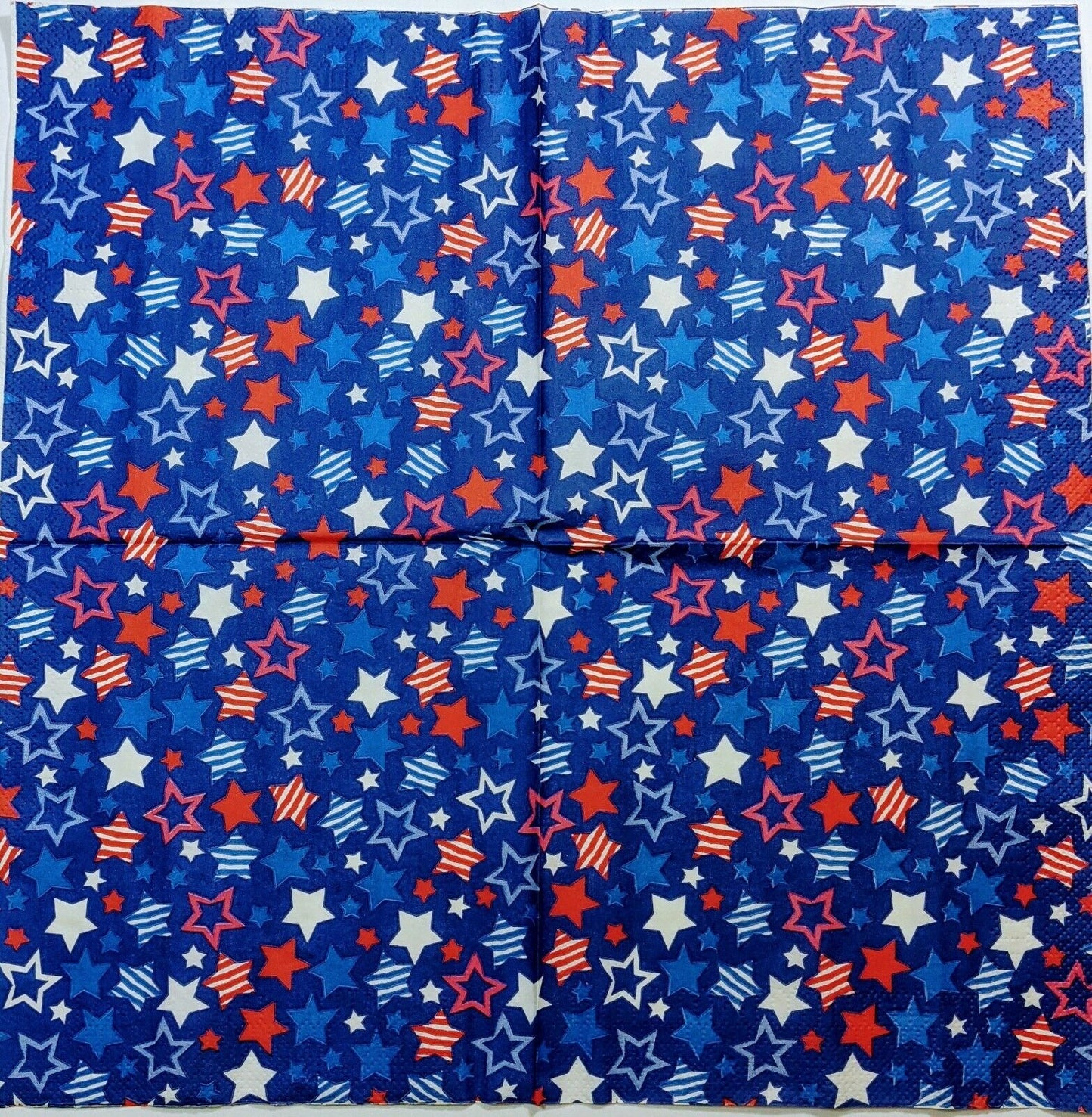 TWO Individual Paper Lunch Decoupage Napkins - Blue Star Spangled 1331