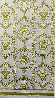 TWO Individual Paper Guest Decoupage Napkins - 1885 Golden Bees