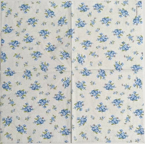 TWO Individual Paper Lunch Decoupage Napkins - Blue Floral 1056