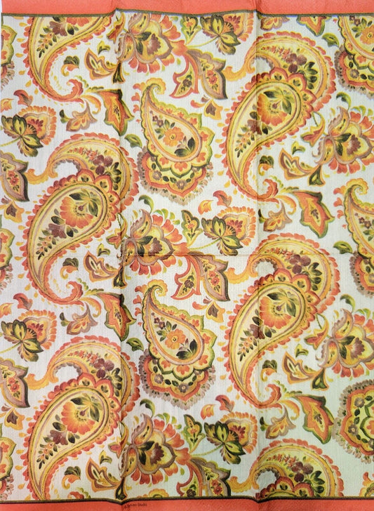 TWO Individual Paper Guest Decoupage Napkins - 2202 Fall Orange Floral Paisley