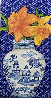 TWO Individual Paper Guest Decoupage Napkins - 1778 Blue Oriental Vase