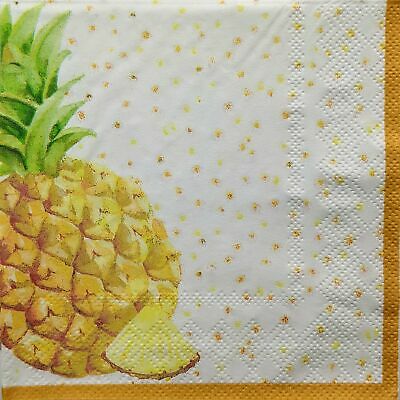 TWO Individual Paper Cocktail Decoupage Napkins - 1408 Pineapple Sprinkle