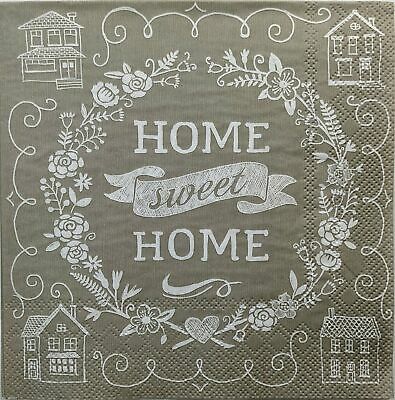 TWO Individual Paper Lunch Decoupage Napkins - 1487 Home Sweet Home Wreath