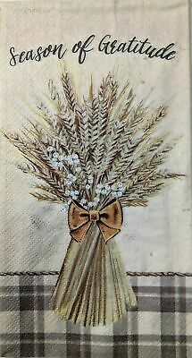 TWO Individual Paper Guest Decoupage Napkins - 1638 Wheat Harvest Gratitude