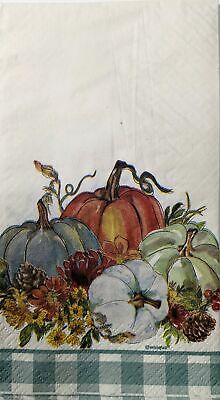 TWO Individual Paper Guest Decoupage Napkins - 1625 Pumpkins with Border