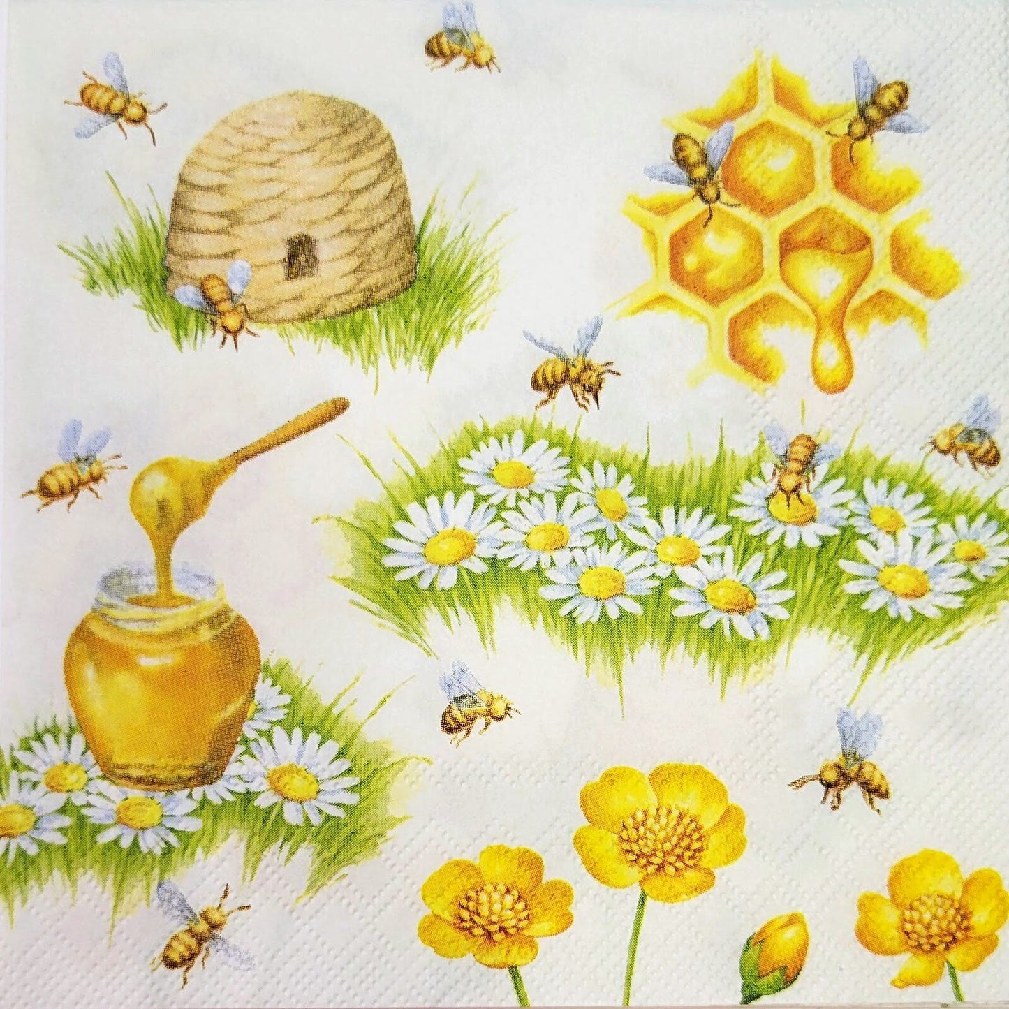 TWO Individual Paper Lunch Decoupage Napkins - 2158 All Things Bee