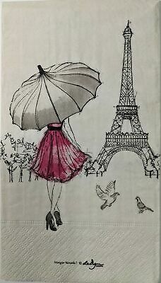 TWO Individual Paper Guest Decoupage Napkins - 1651 Eiffel Tower Umbrella