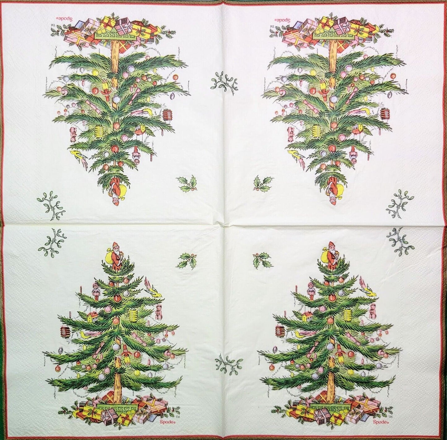 2 Individual Papr Lunch Decoupage Napkins-2278 Traditional Spode Christmas Tree