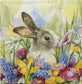 TWO Individual Paper Cocktail Decoupage Napkins - 1857 Bunny in Colorful Meadow