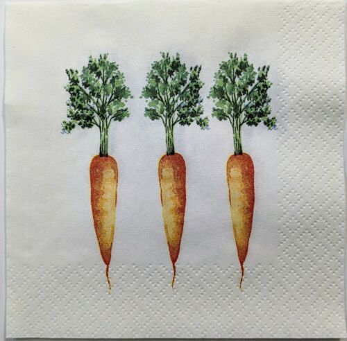 TWO Individual Paper Cocktail Decoupage Napkins - Carrots In Line 1262