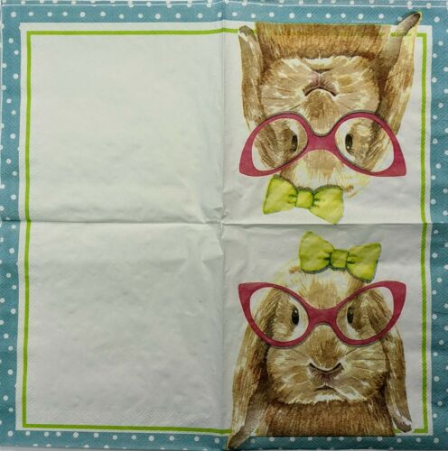 TWO Individual Paper Lunch Decoupage Napkins - Bunny Dressed For Easter 1250