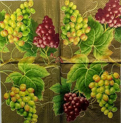 TWO Individual Paper Lunch Decoupage Napkins - 1385 Bronze Grape Vineyard