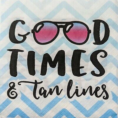 TWO Individual Paper Cocktail Decoupage Napkins - 1767 Good Times Tan Lines