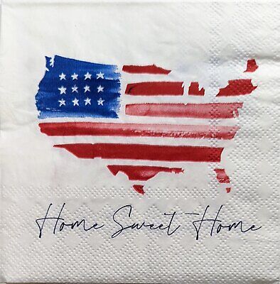 TWO Individual Paper Cocktail Decoupage Napkins - 2003 Home Sweet Home America