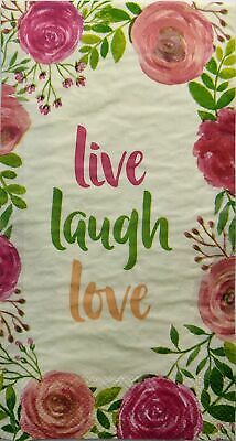 TWO Individual Paper Guest Decoupage Napkins - 1502 Floral Live Laugh Love