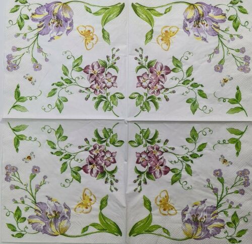 2 Indvidual Paper Lunch Decoupage Napkins - Spring Floral Tea 1268